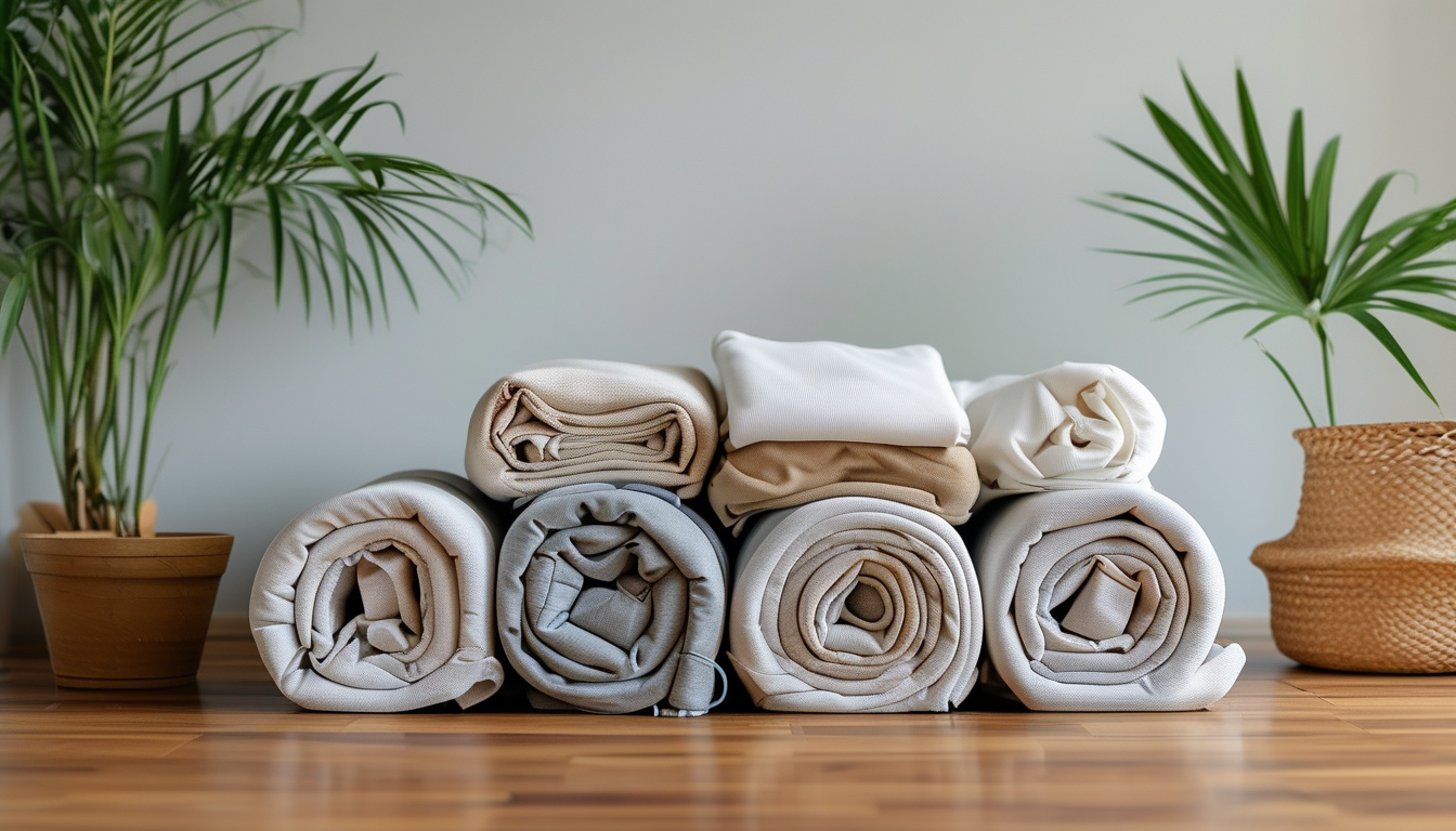 Rolled activewear pieces packed for travel